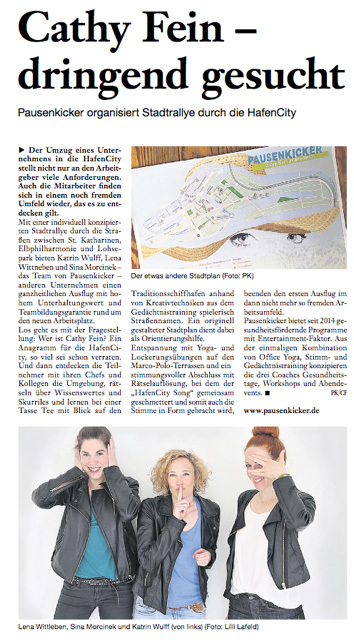 Pausenkicker Stadtrallye Hafencity Zeitung